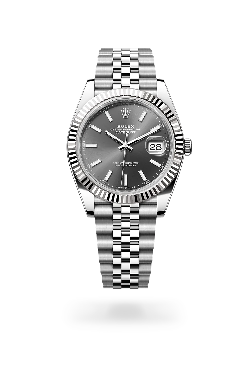 Rolex Datejust 41 in White Rolesor - combination of Oystersteel and white gold with a Slate dial,Fluted bezel and Jubilee, five-piece links bracelet