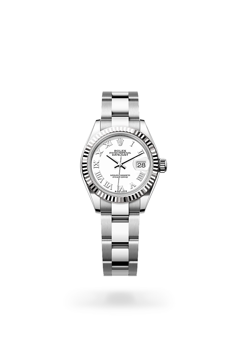Rolex Lady-Datejust in White Rolesor - combination of Oystersteel and white gold with a White dial,Fluted bezel and Oyster, three-piece solid links bracelet